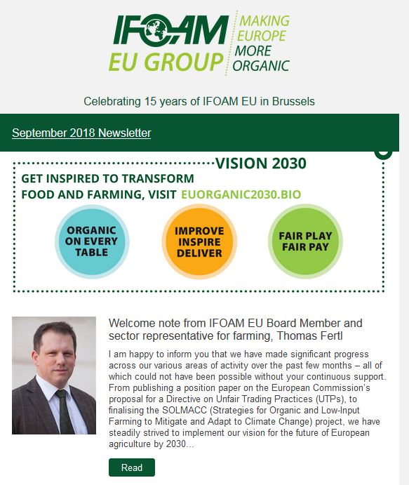 Newsletter IFOAM-EU settembre 2018